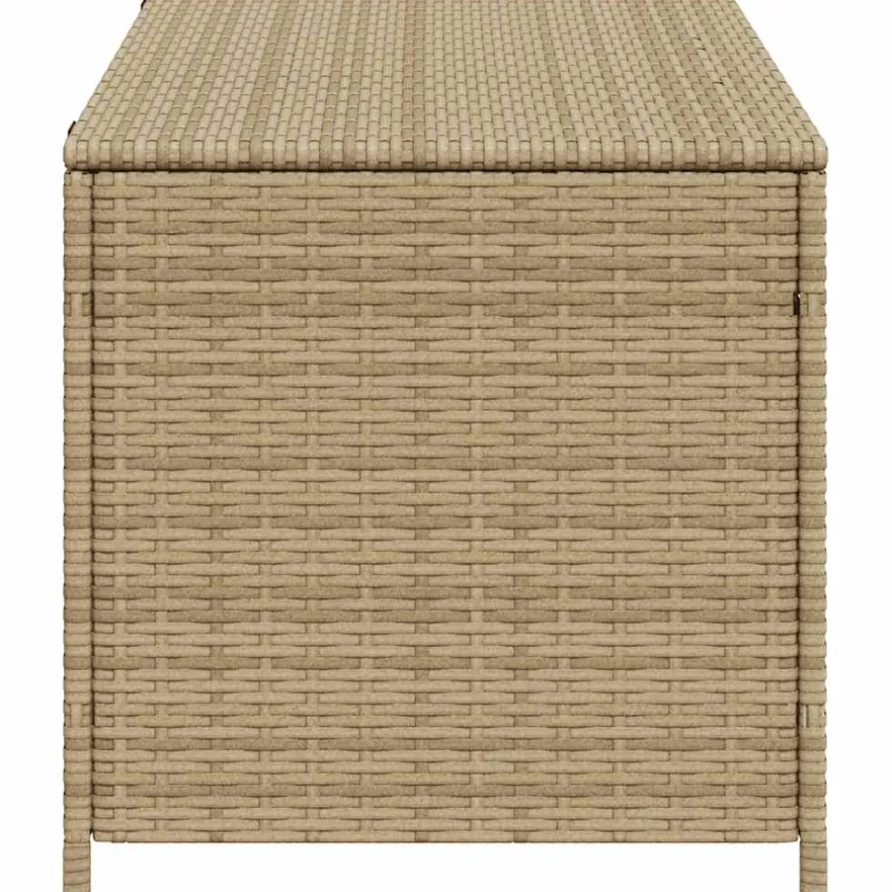 vidaXL Tuinbox met wielen 190 L poly rattan gemengd beige