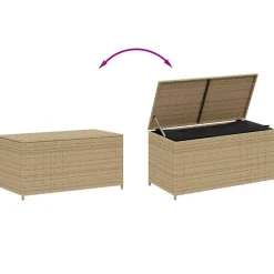vidaXL Tuinbox met wielen 190 L poly rattan gemengd beige