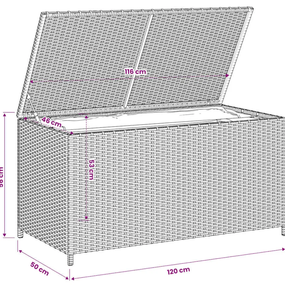 vidaXL Tuinbox met wielen 190 L poly rattan gemengd beige