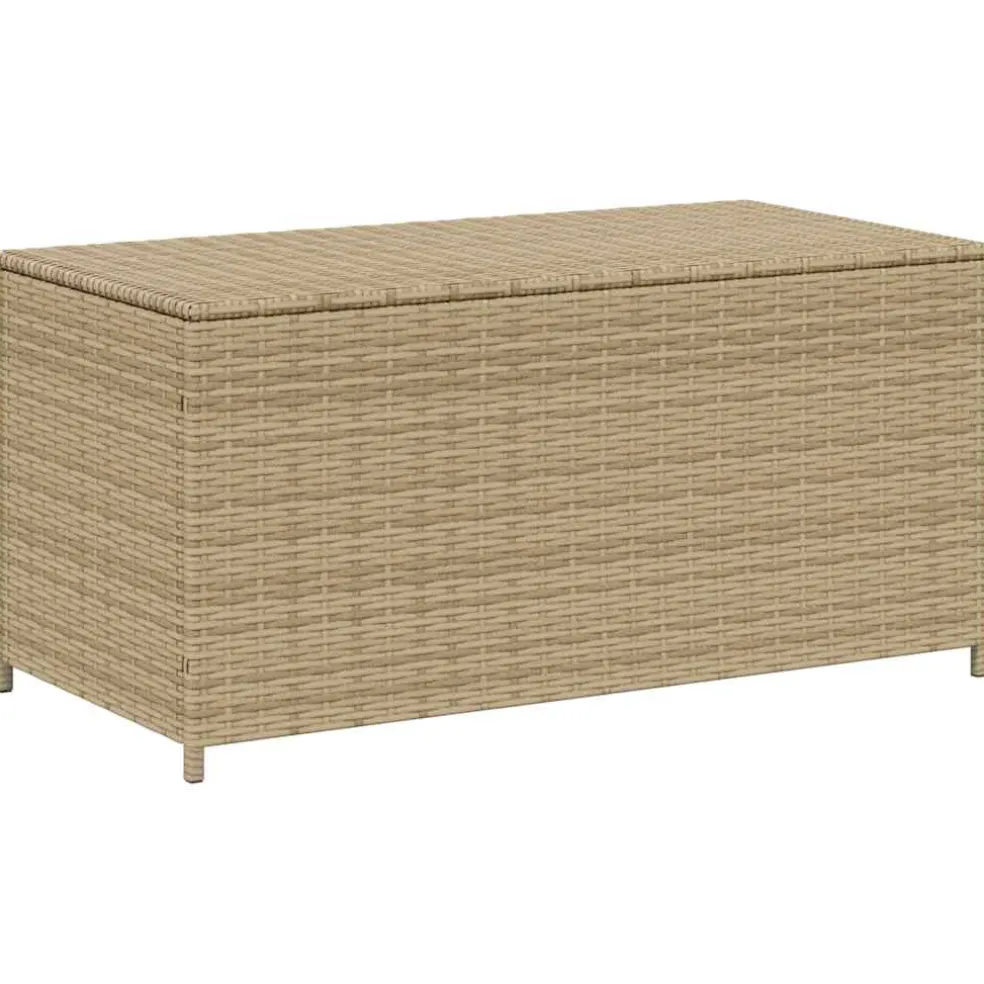 vidaXL Tuinbox met wielen 190 L poly rattan gemengd beige