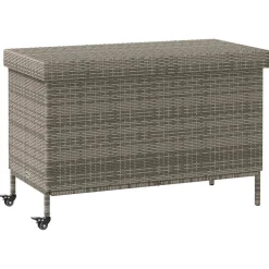vidaXL Tuinbox met wielen 110x55x73 cm poly rattan grijs