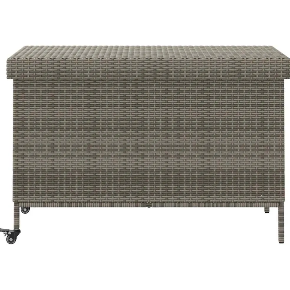 vidaXL Tuinbox met wielen 110x55x73 cm poly rattan grijs