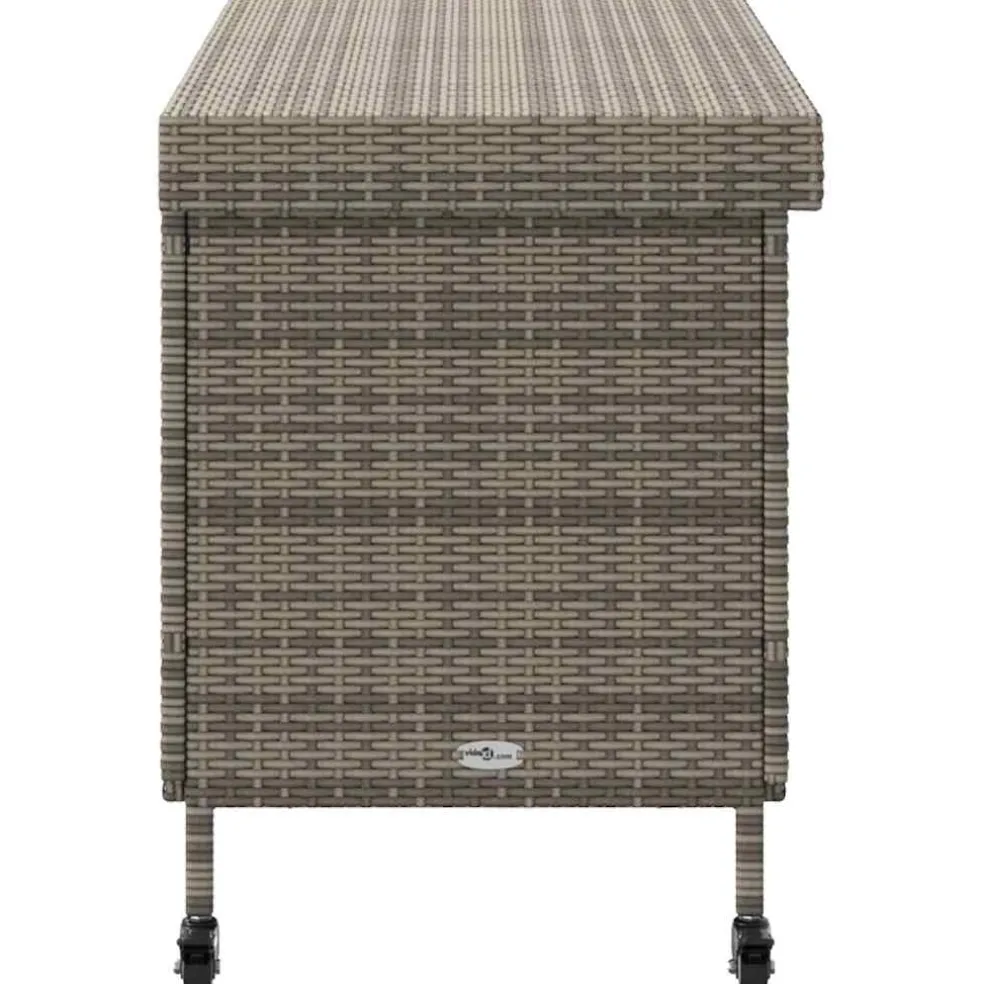 vidaXL Tuinbox met wielen 110x55x73 cm poly rattan grijs