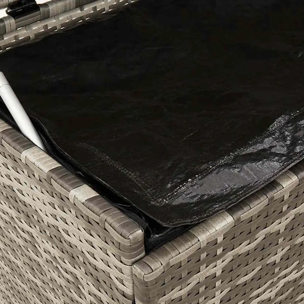 vidaXL Tuinbox met wielen 110x55x73 cm poly rattan grijs