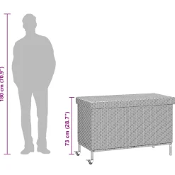 vidaXL Tuinbox met wielen 110x55x73 cm poly rattan lichtgrijs