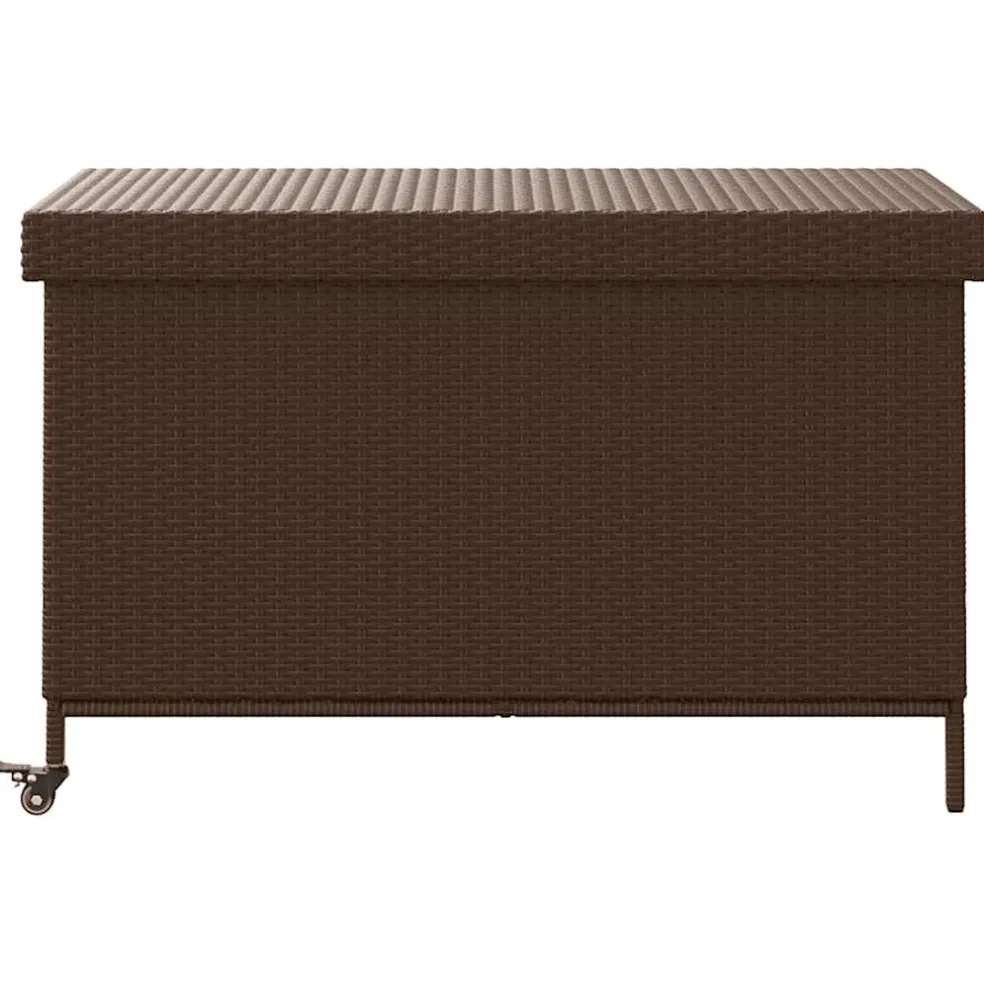 vidaXL Tuinbox met wielen 110x55x73 cm poly rattan bruin