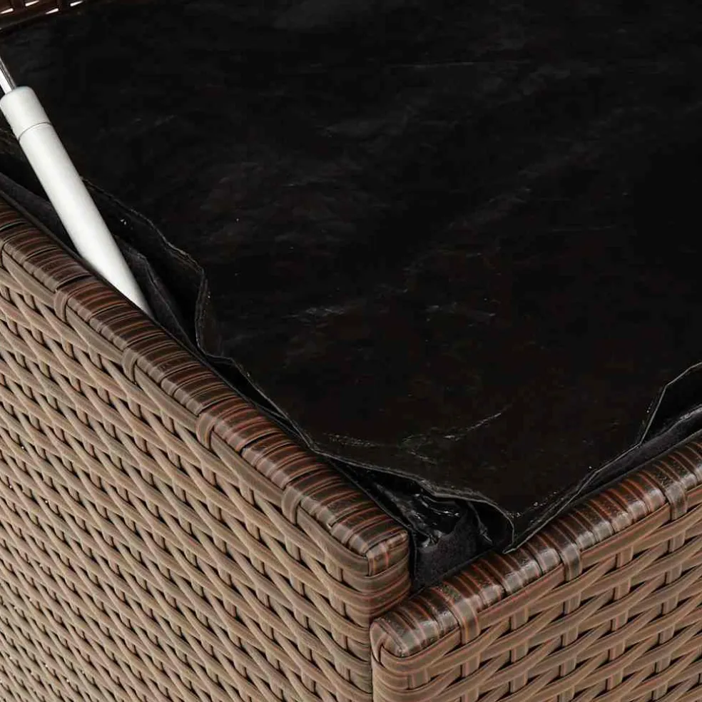 vidaXL Tuinbox met wielen 110x55x73 cm poly rattan bruin