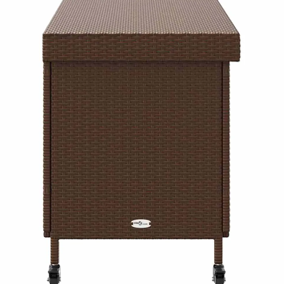 vidaXL Tuinbox met wielen 110x55x73 cm poly rattan bruin