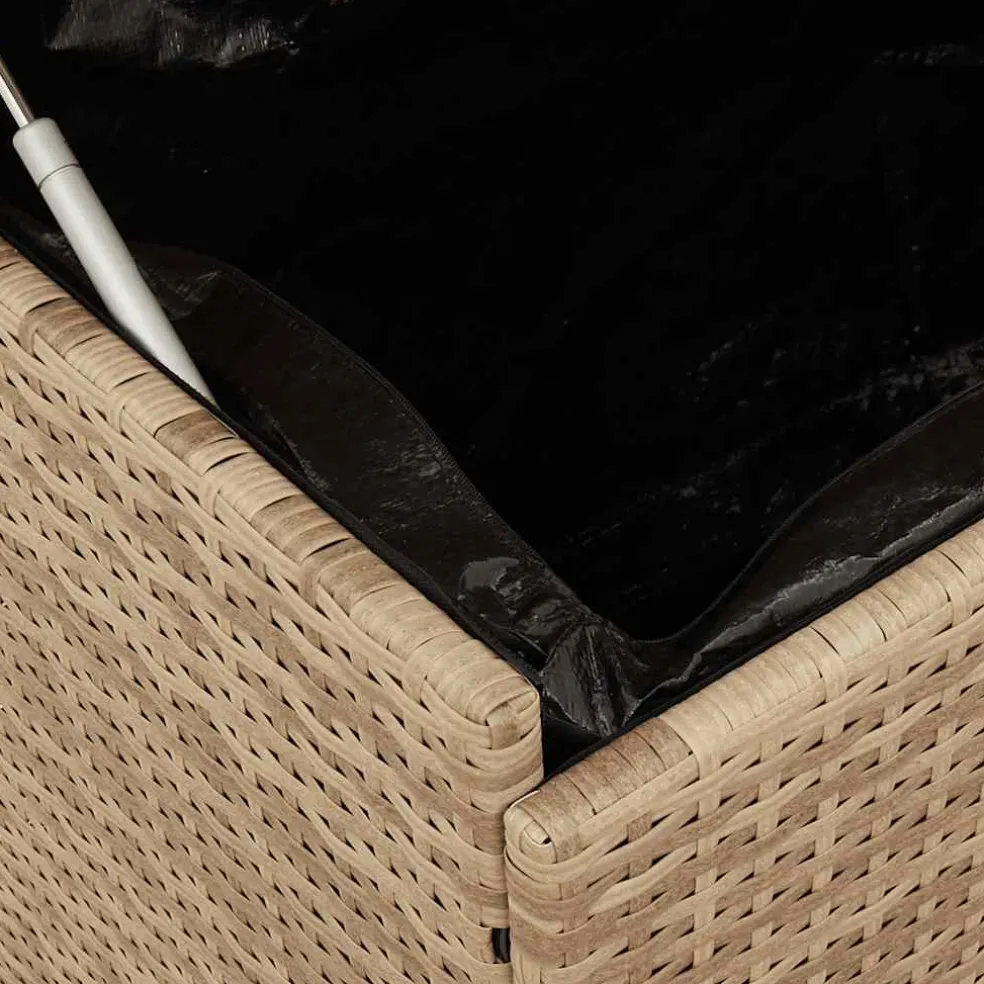 vidaXL Tuinbox met wielen 110x55x73 cm poly rattan gemengd beige