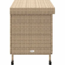 vidaXL Tuinbox met wielen 110x55x73 cm poly rattan gemengd beige