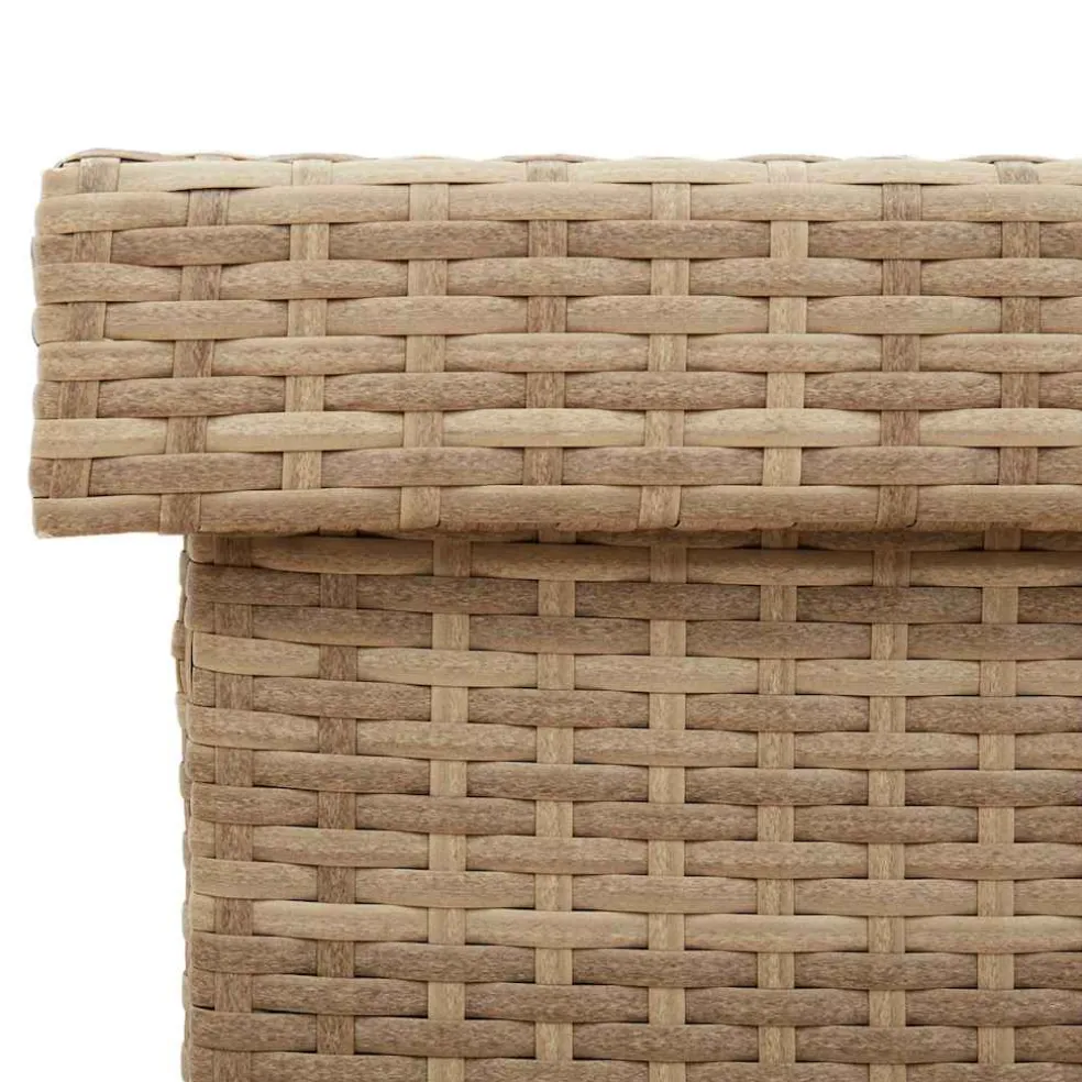 vidaXL Tuinbox met wielen 110x55x73 cm poly rattan gemengd beige