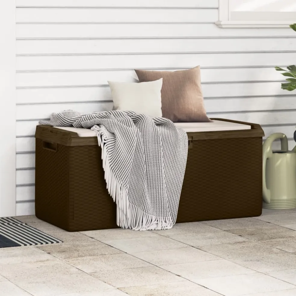 vidaXL Tuinbox met zitkussen 350 L polypropeen bruin