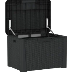 vidaXL Tuinbox met zitkussen 125 L polypropeen antracietkleurig