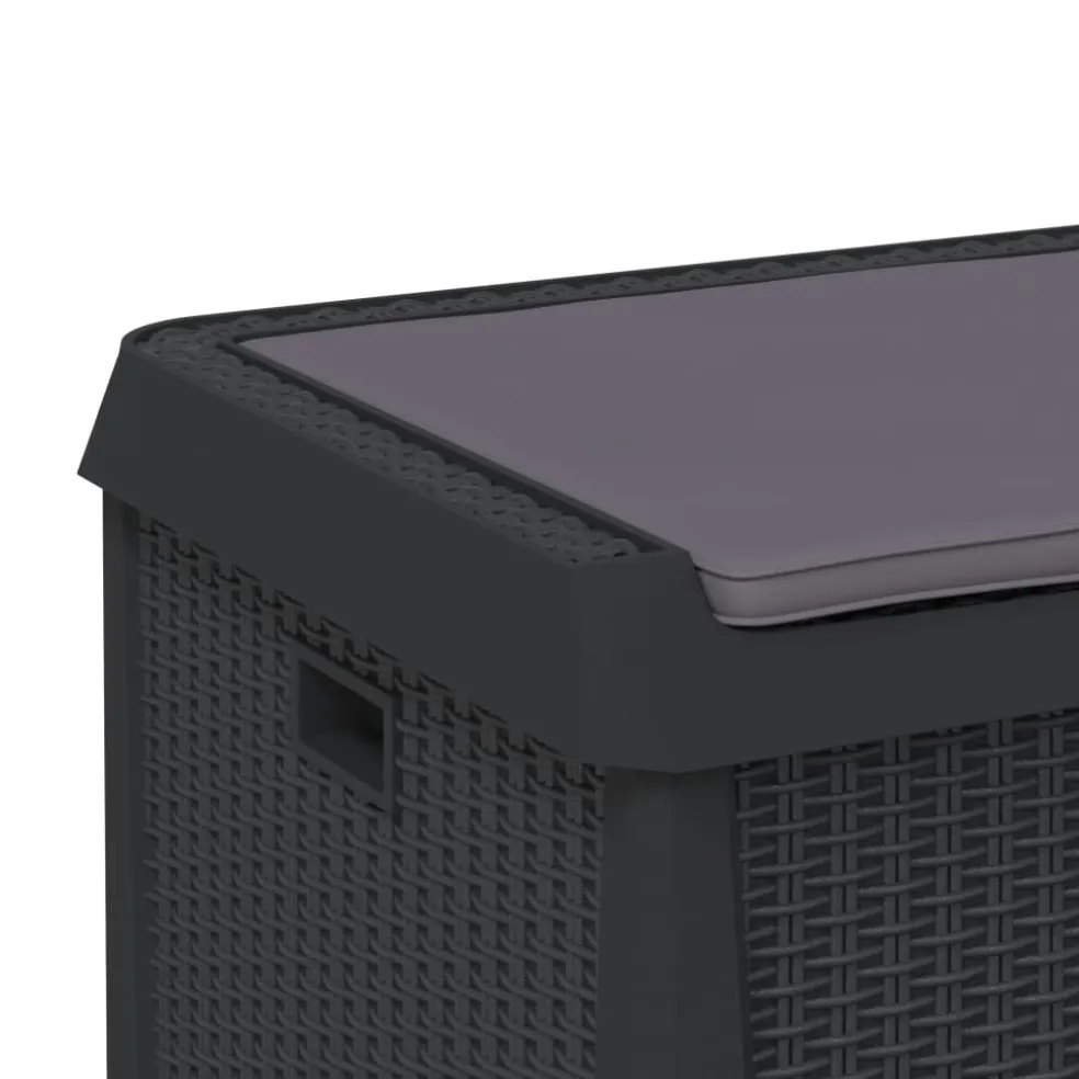 vidaXL Tuinbox met zitkussen 125 L polypropeen antracietkleurig