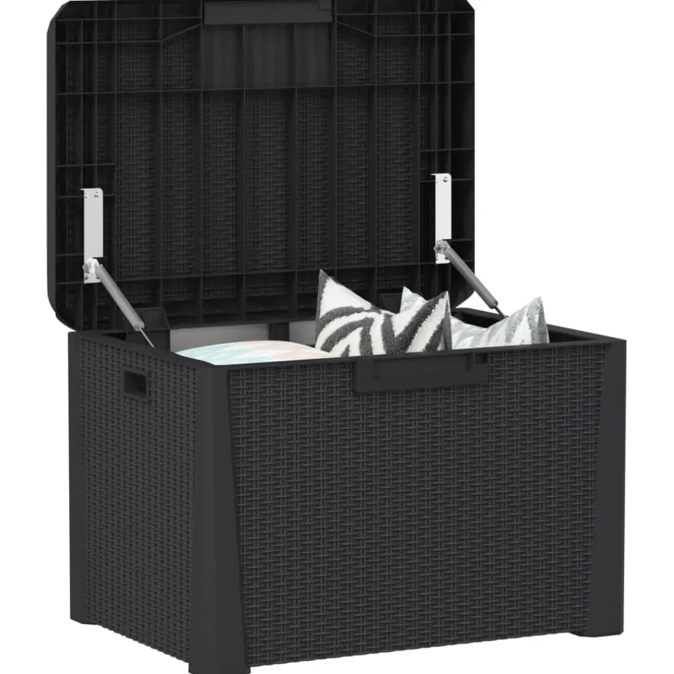 vidaXL Tuinbox met zitkussen 125 L polypropeen antracietkleurig