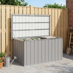 vidaXL Tuinbox 129x67x65 cm grijs