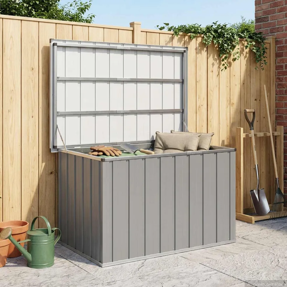 vidaXL Tuinbox 109x67x65 cm grijs