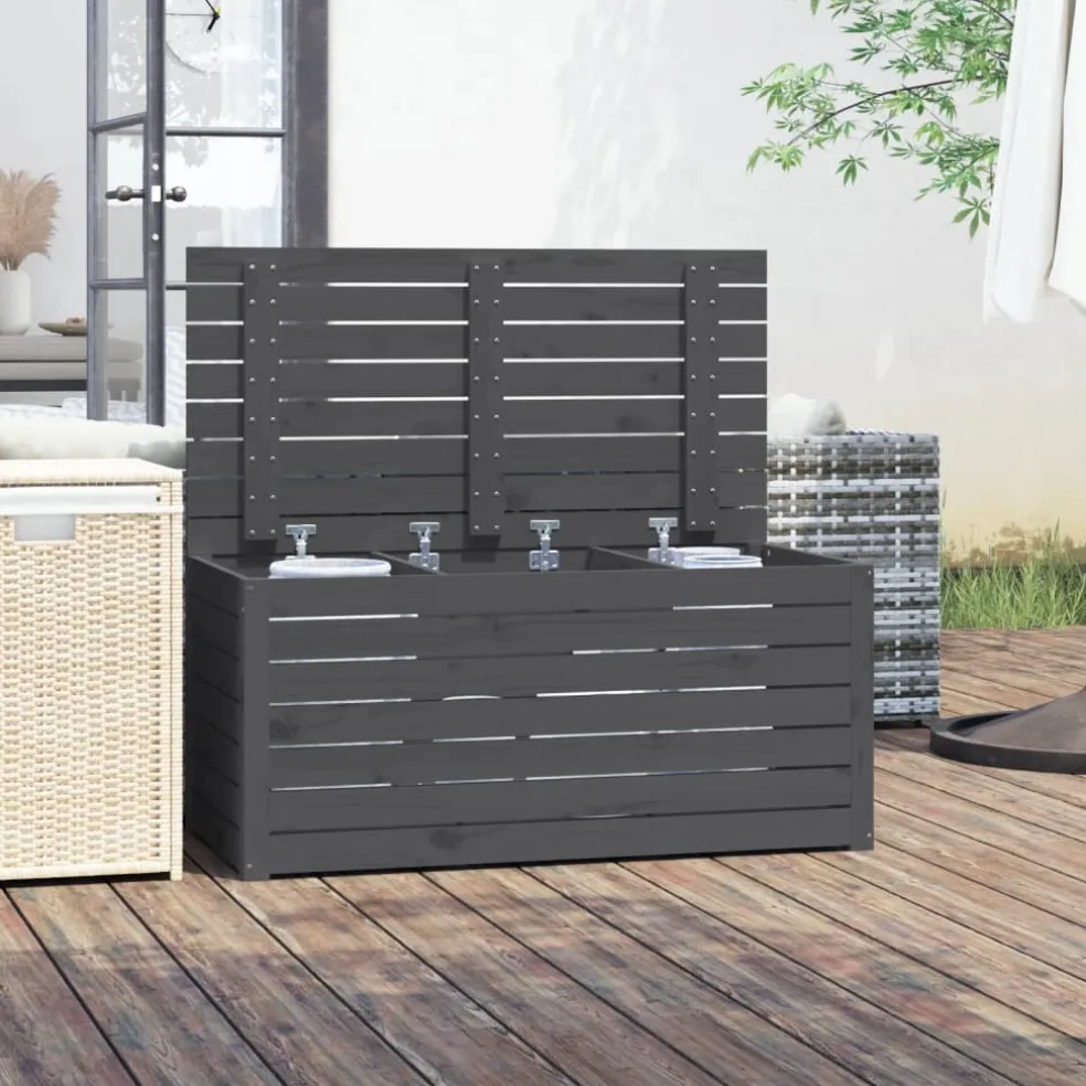 vidaXL Tuinbox 101x50,5x46,5 cm massief grenenhout grijs