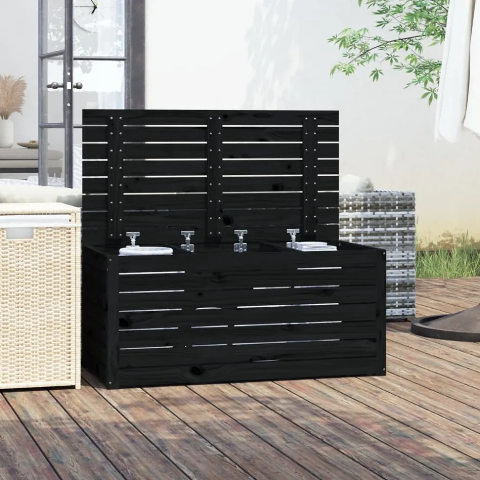 vidaXL Tuinbox 101x50,5x46,5 cm massief grenenhout zwart