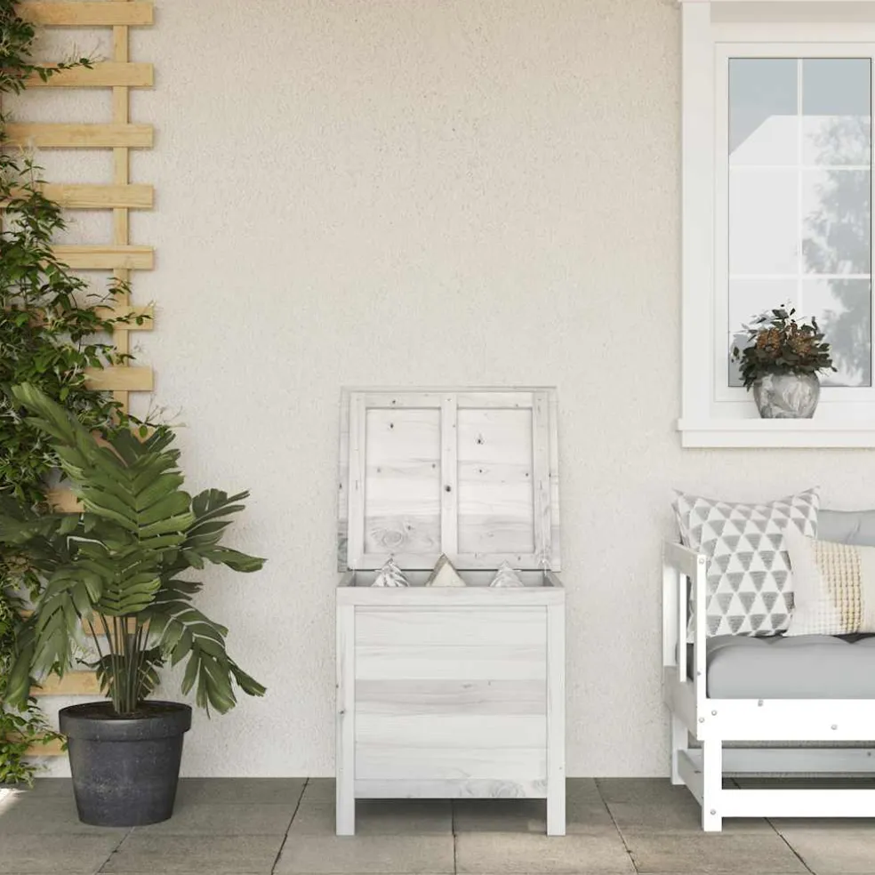 vidaXL Tuinbox 50x49x56,5 cm massief vurenhout wit