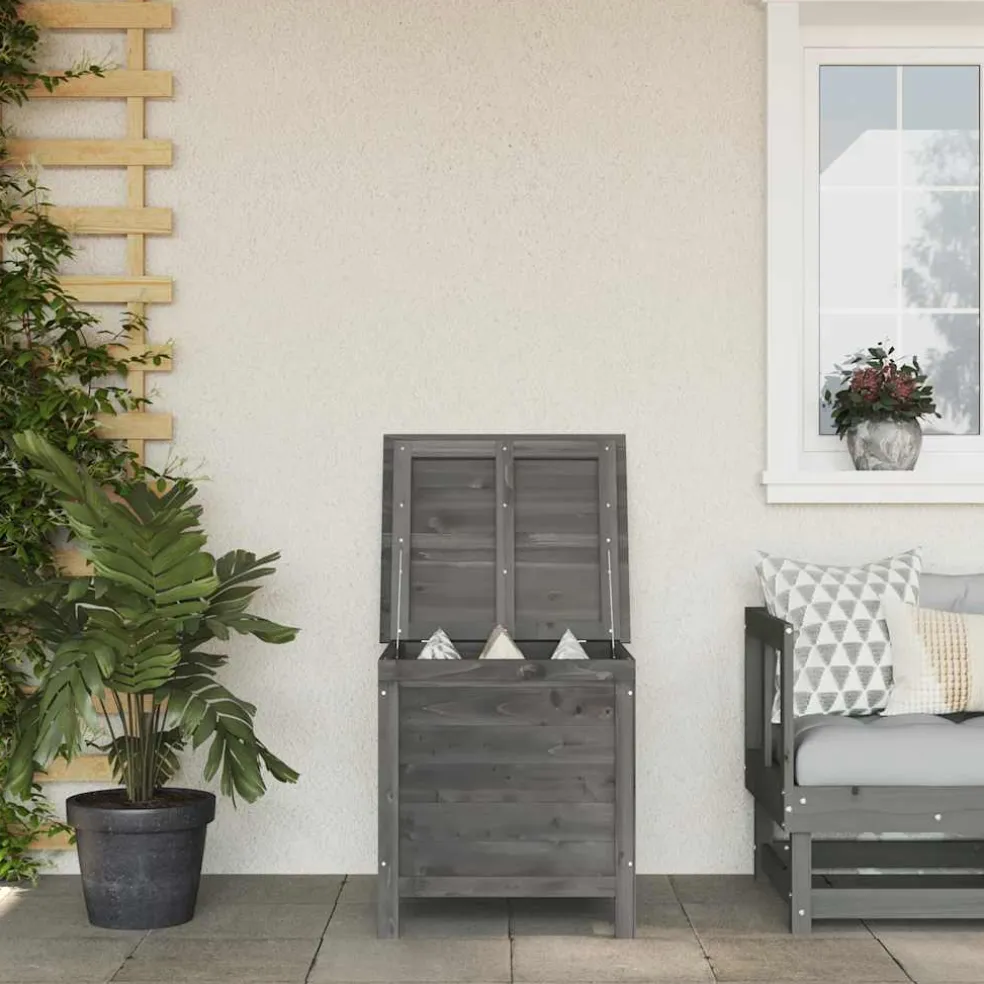 vidaXL Tuinbox 50x49x56,5 cm massief vurenhout antracietkleurig