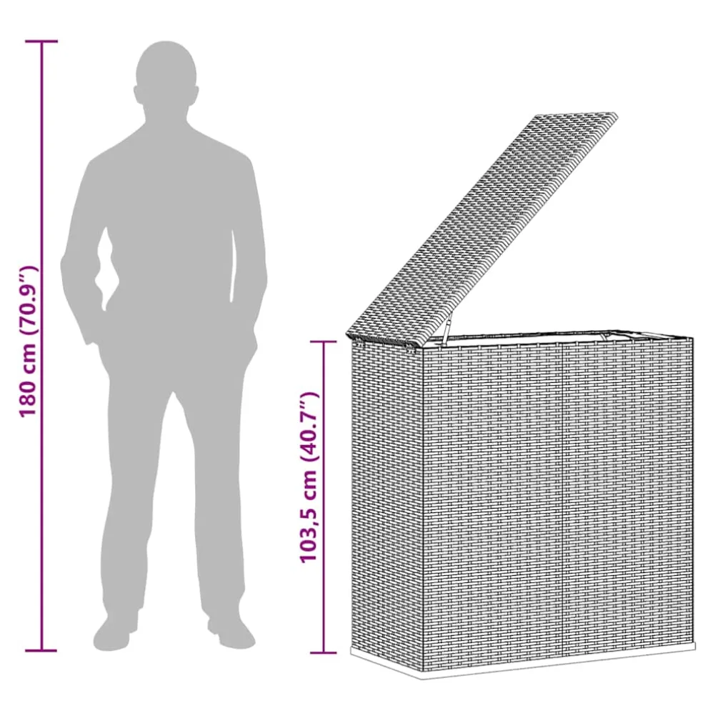 vidaXL Tuinbox 100x49x103,5 cm polyetheen rattan grijs