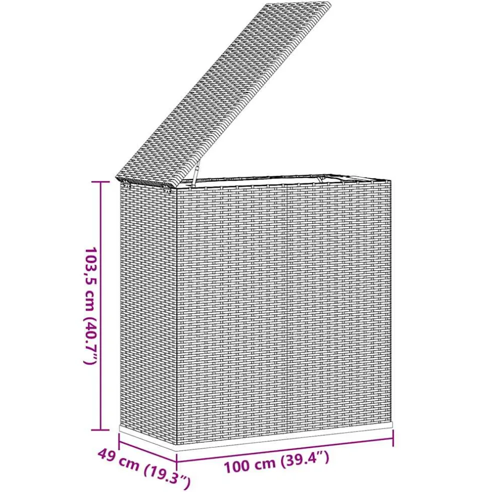 vidaXL Tuinbox 100x49x103,5 cm polyetheen rattan grijs