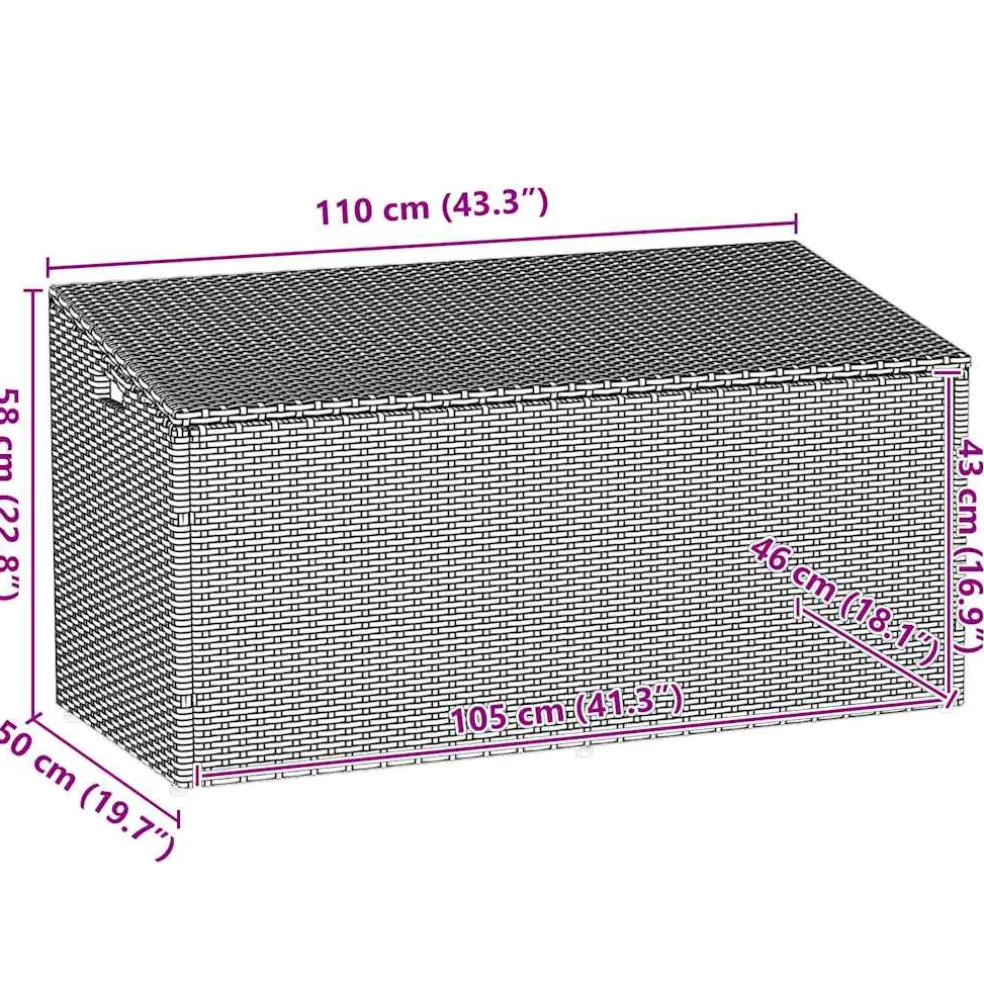 vidaXL Tuinbox 110x50x58 cm poly rattan lichtgrijs