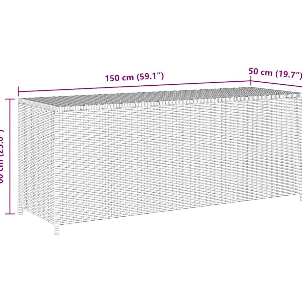 vidaXL Tuinbox 150x50x60 cm poly rattan grijs