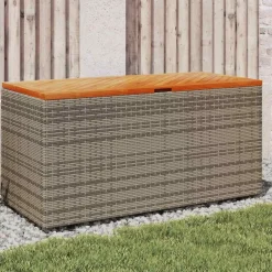vidaXL Tuinbox 110x50x54 cm poly rattan en acaciahout grijs