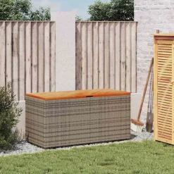 vidaXL Tuinbox 110x50x54 cm poly rattan en acaciahout grijs