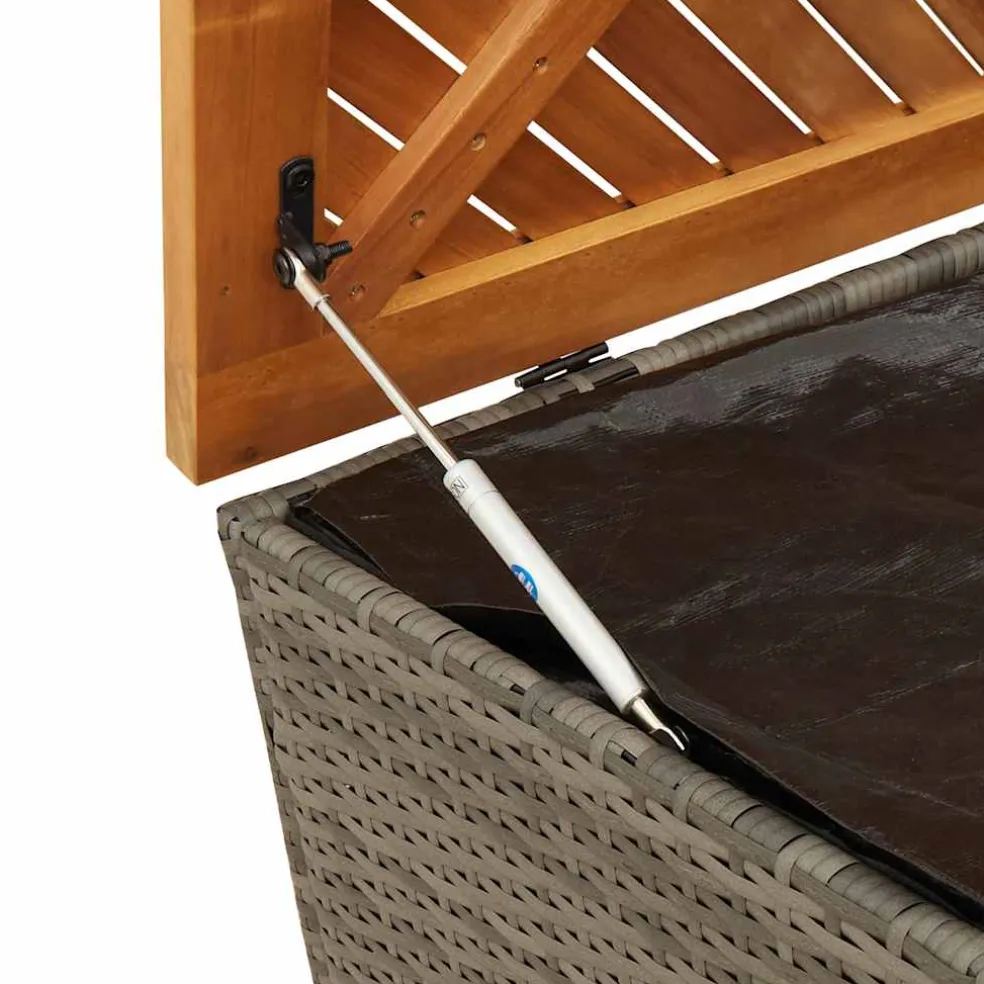 vidaXL Tuinbox 110x50x54 cm poly rattan en acaciahout grijs