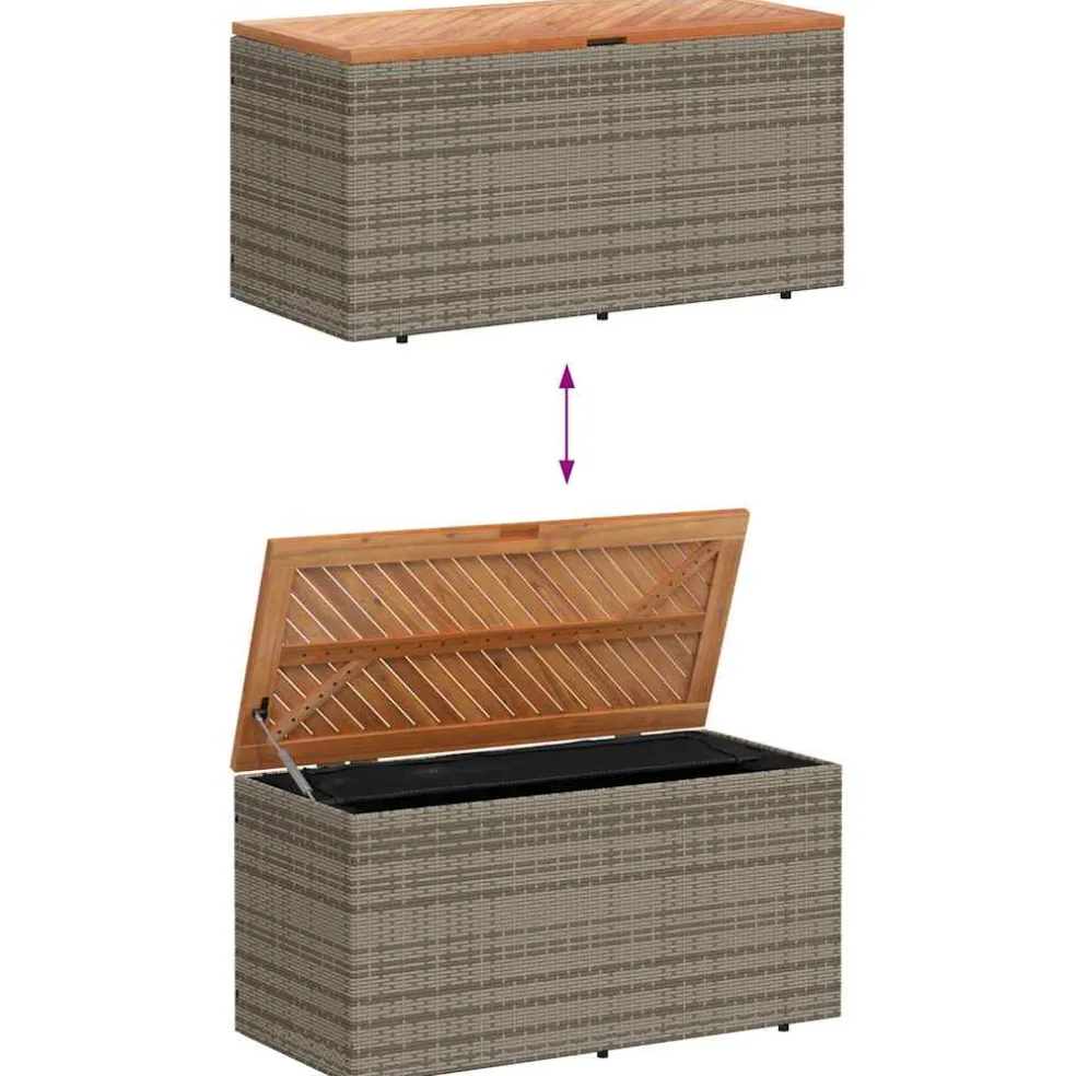 vidaXL Tuinbox 110x50x54 cm poly rattan en acaciahout grijs