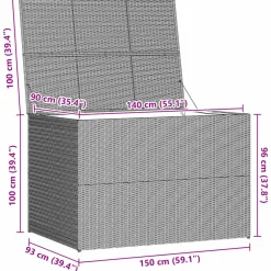 vidaXL Tuinbox 150x100x100 cm poly rattan zwart