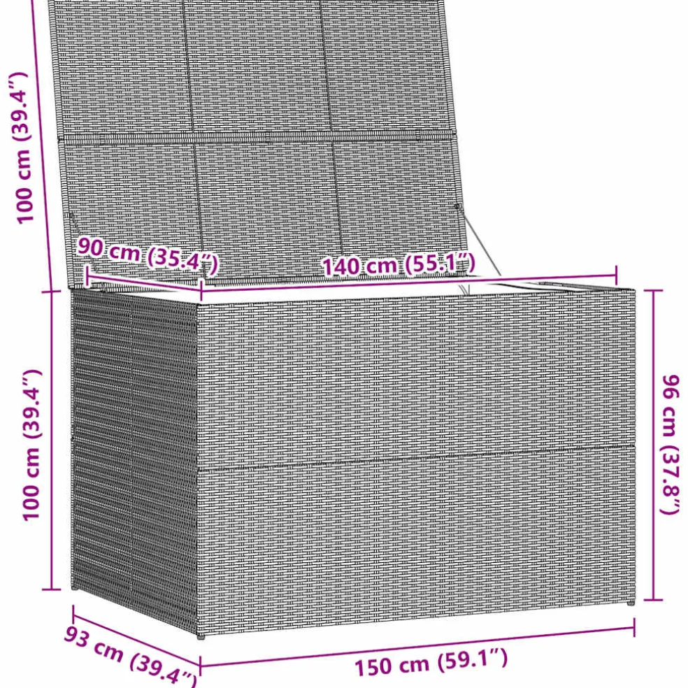 vidaXL Tuinbox 150x100x100 cm poly rattan grijs