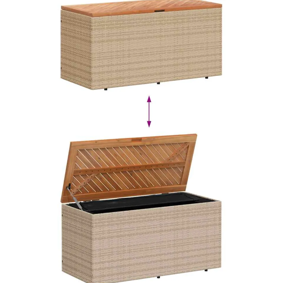 vidaXL Tuinbox 110x50x54 cm poly rattan en acaciahout beige