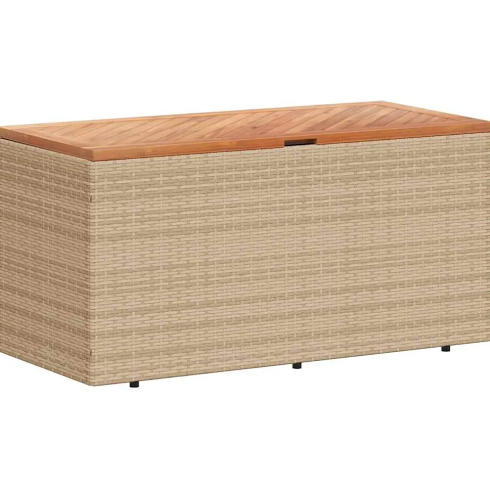 vidaXL Tuinbox 110x50x54 cm poly rattan en acaciahout beige