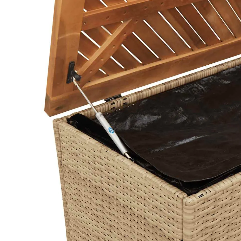 vidaXL Tuinbox 110x50x54 cm poly rattan en acaciahout beige