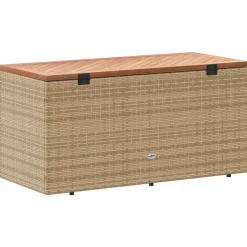 vidaXL Tuinbox 110x50x54 cm poly rattan en acaciahout beige