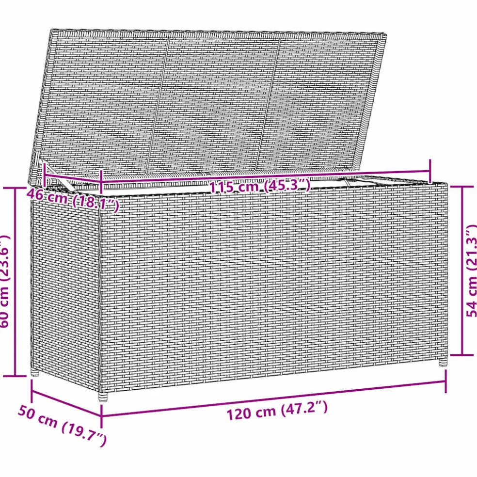vidaXL Tuinbox 120x50x60 cm poly rattan bruin