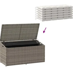 vidaXL Tuinbox 110x50x58 cm poly rattan grijs