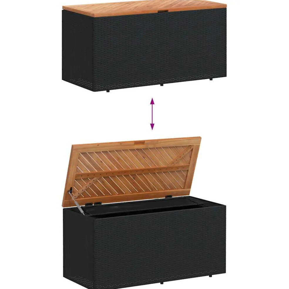 vidaXL Tuinbox 110x50x54 cm poly rattan en acaciahout zwart