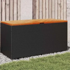 vidaXL Tuinbox 110x50x54 cm poly rattan en acaciahout zwart