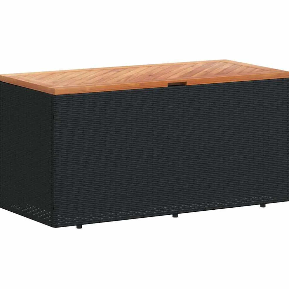 vidaXL Tuinbox 110x50x54 cm poly rattan en acaciahout zwart