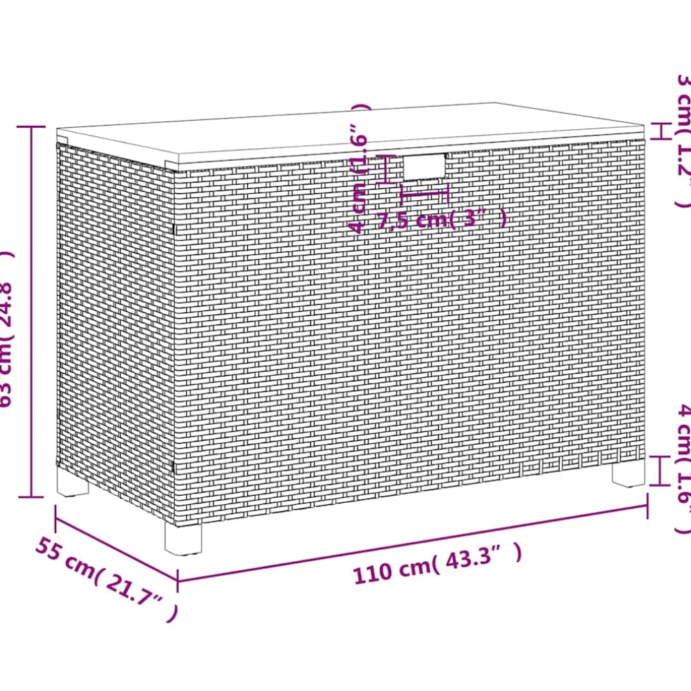 vidaXL Tuinbox 110x55x63 cm poly rattan en acaciahout grijs