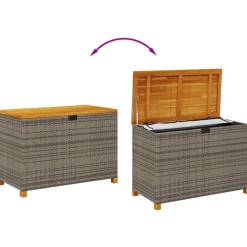 vidaXL Tuinbox 110x55x63 cm poly rattan en acaciahout grijs