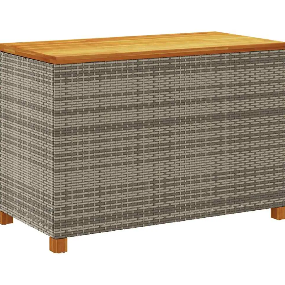 vidaXL Tuinbox 110x55x63 cm poly rattan en acaciahout grijs