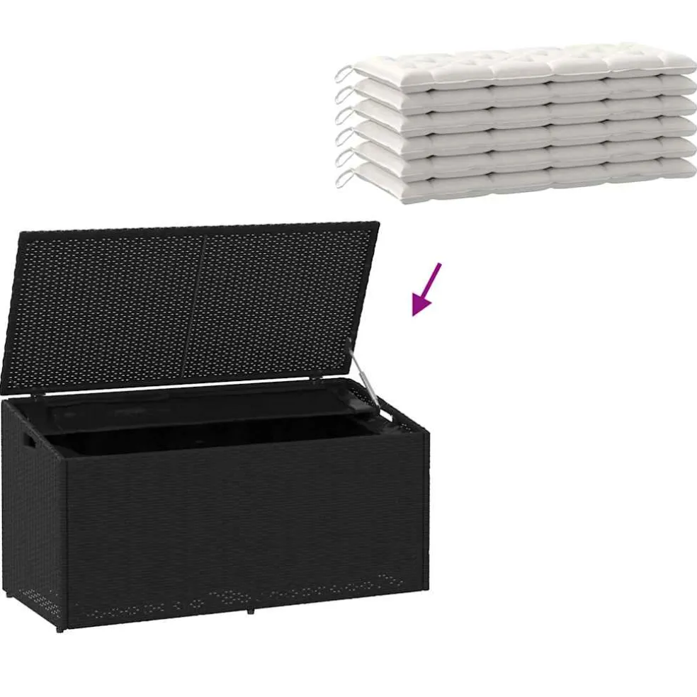 vidaXL Tuinbox Zwart 110x50x58 cm Poly Rattan