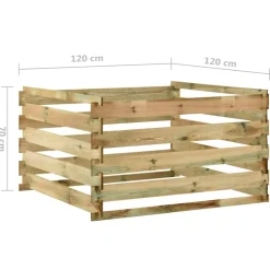 vidaXL Tuincompostbak gelat 120x120x70 cm geïmpregneerd grenenhout
