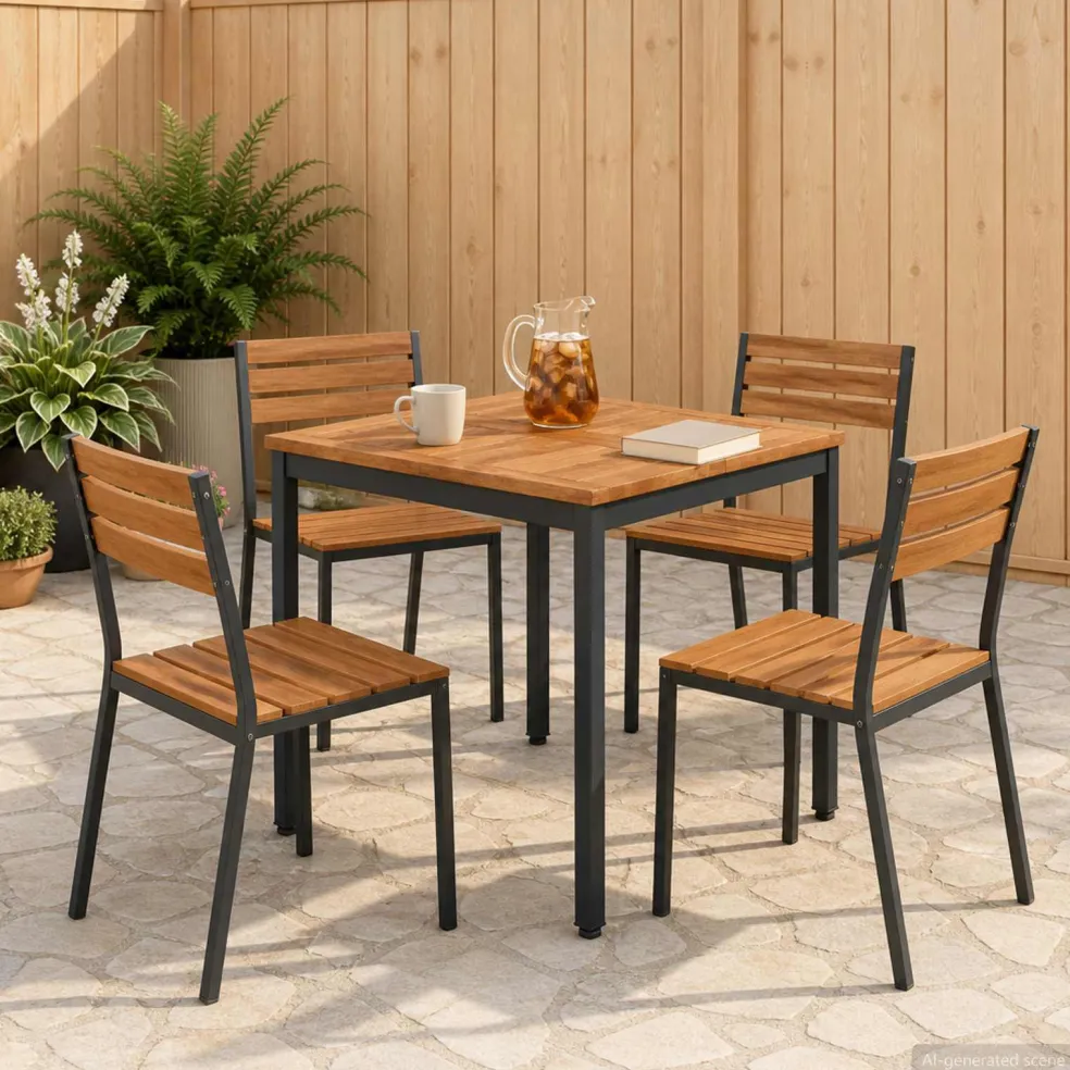 vidaXL Tuindiner tafel Naturel en Zwart 60 x 60,5 x 75 cm